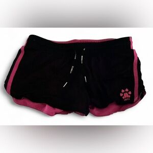 CellBlock13 Men's Pink & Black Paw Emblem Mesh Drawstring Active Shorts Size M